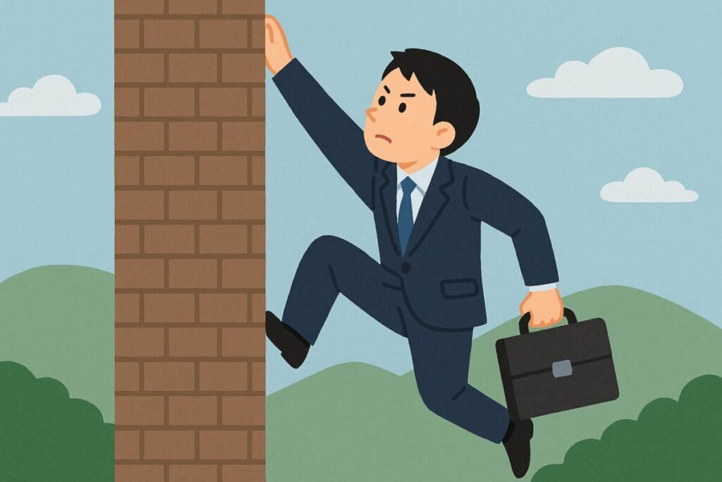 合格率30%台という現実の“壁”に、果敢に挑む社会人。簿記2級の厳しさと、それを乗り越えようとする意志を表現した一枚です。