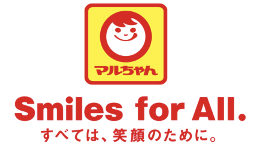 マルちゃんのロゴとSmiles for Allのキャッチコピー
